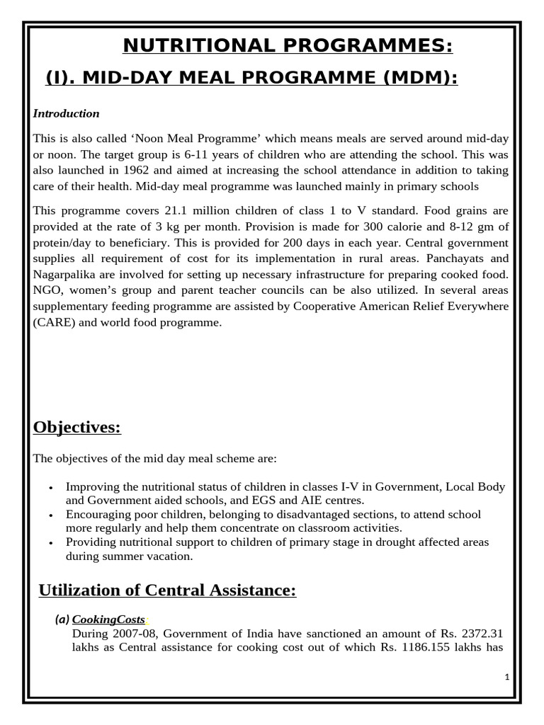 MDM Programme Overview for J&K | PDF | Vitamin A | Vitamin