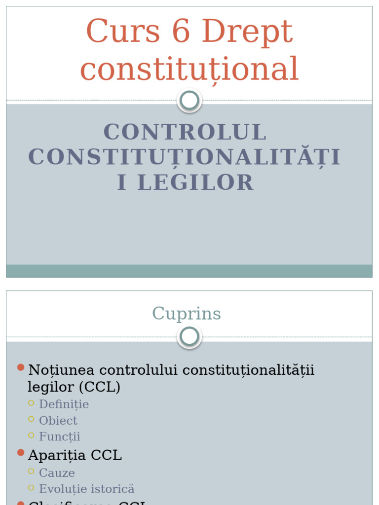 Curs 6 DC Controlul Constitutionalitatii Legilor | PDF