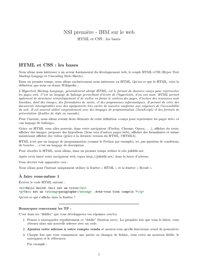 Introduction à HTML et CSS pour le web | PDF | Html | Langage de balisage