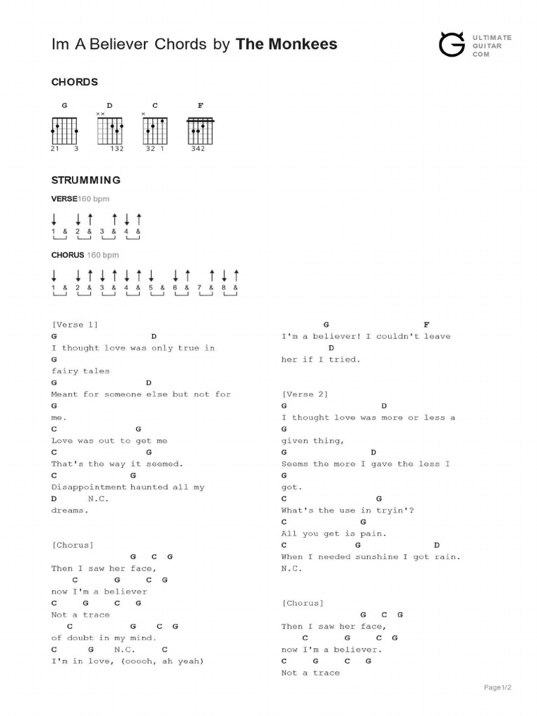 Im A Believer Chords-1 | PDF