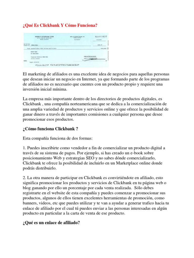 Qué es Clickbank y su funcionamiento | PDF | Posicionamiento en ...