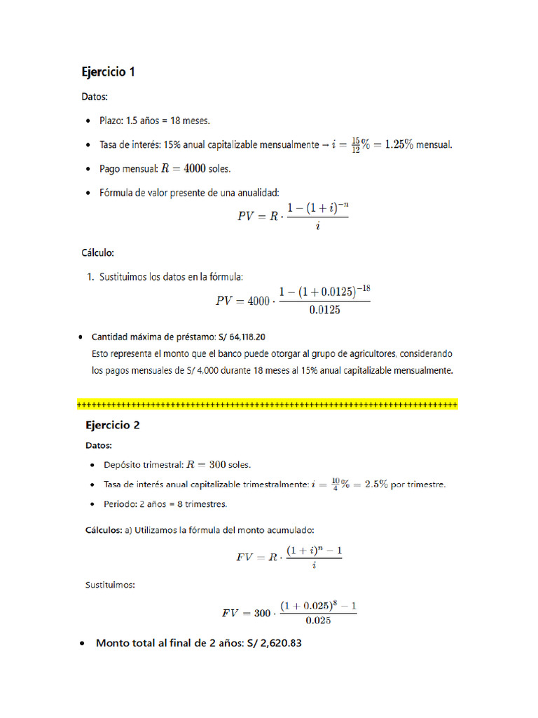 Resolucion Ejercicios de Matematica Financiera | PDF
