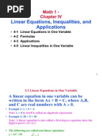 Linear Equations Inequalities and Applications