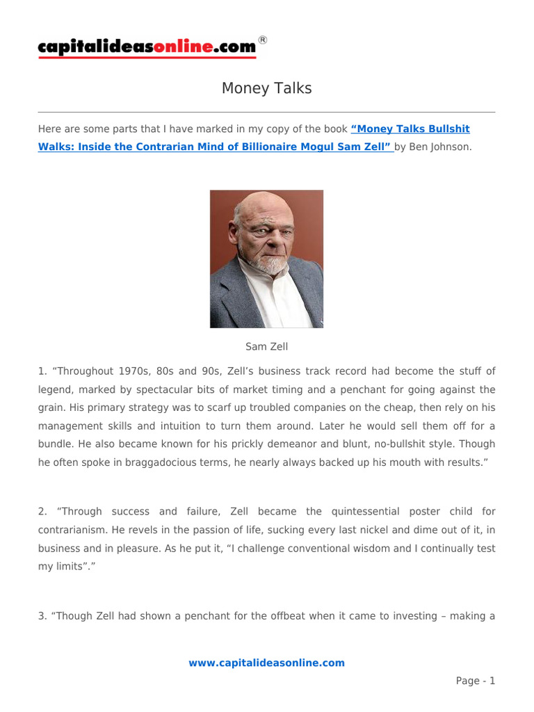 Sam Zell: Contrarian Investment Insights | PDF