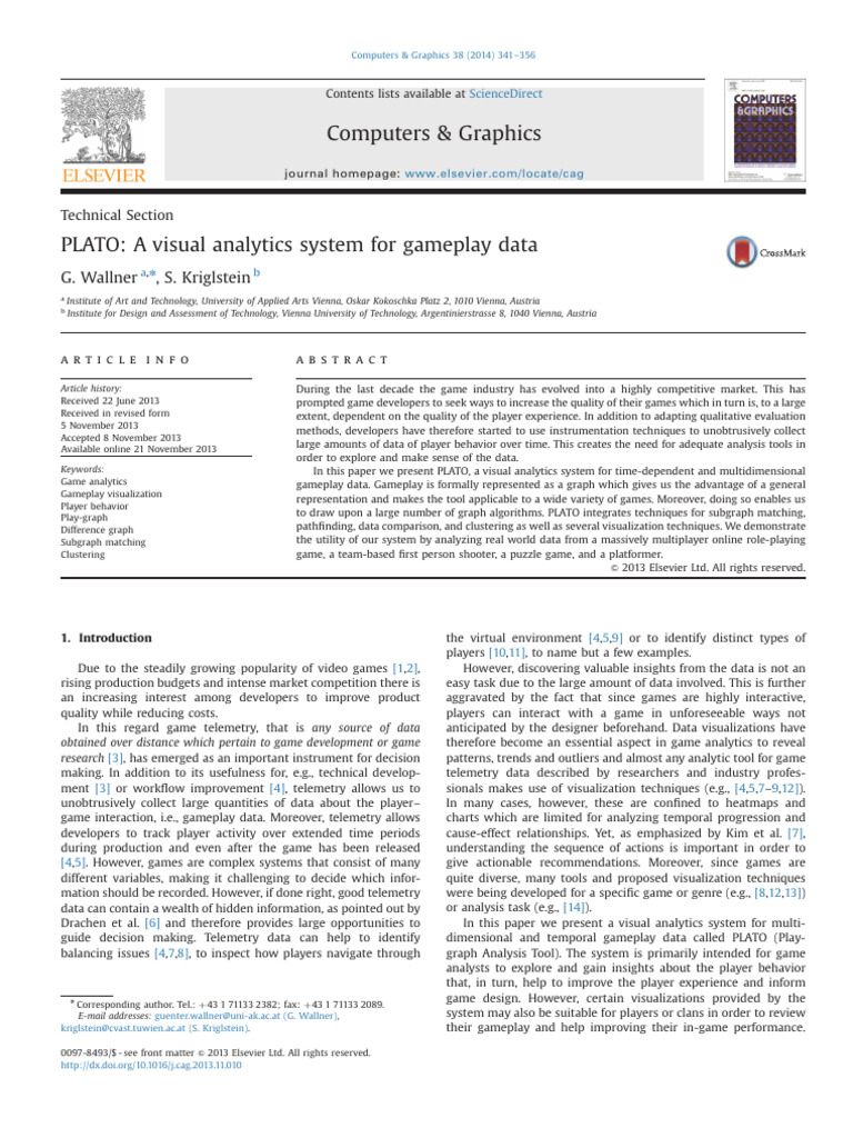 PLATO - A Visual Analytics System For Gameplay Data | PDF | Cluster ...