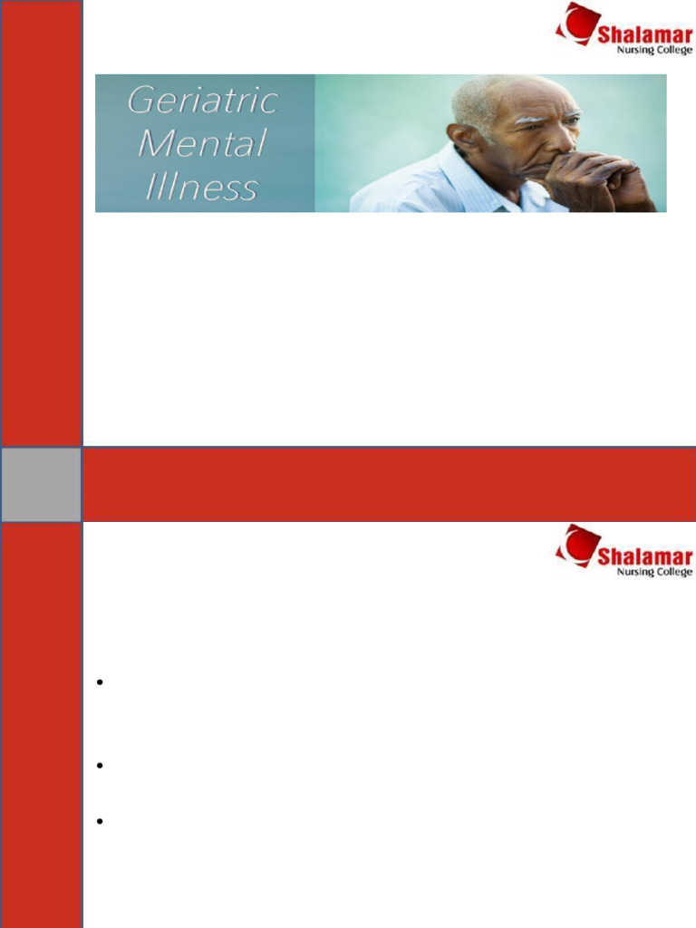 Geriatric Mental Health Overview | PDF | Dementia | Mental Disorder