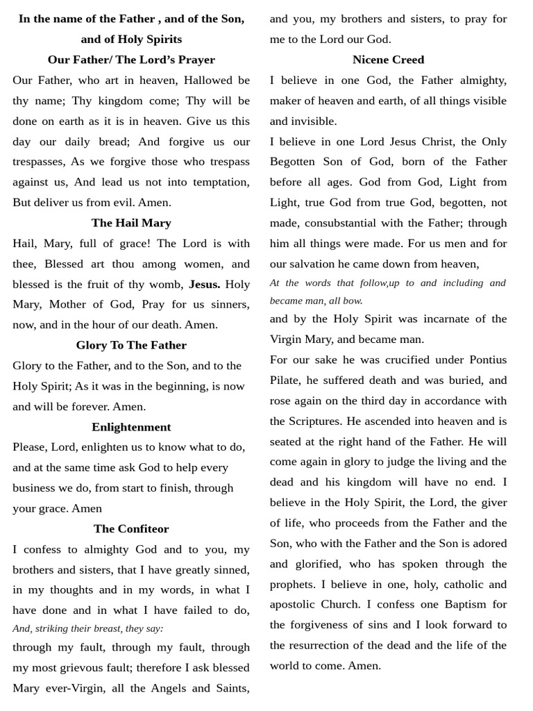 Catholic Prayers and Creeds Guide | PDF | Lord's Prayer | God The Father