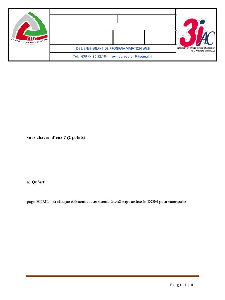 Correction Controle Continu Programmation Web2 2024 - 2025 | PDF ...