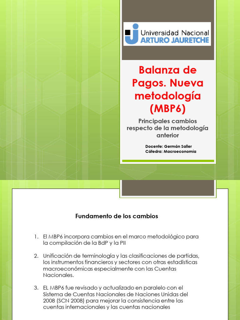 Metodología MBP6 en Balanza de Pagos | PDF | Balance de pagos | Inversiones