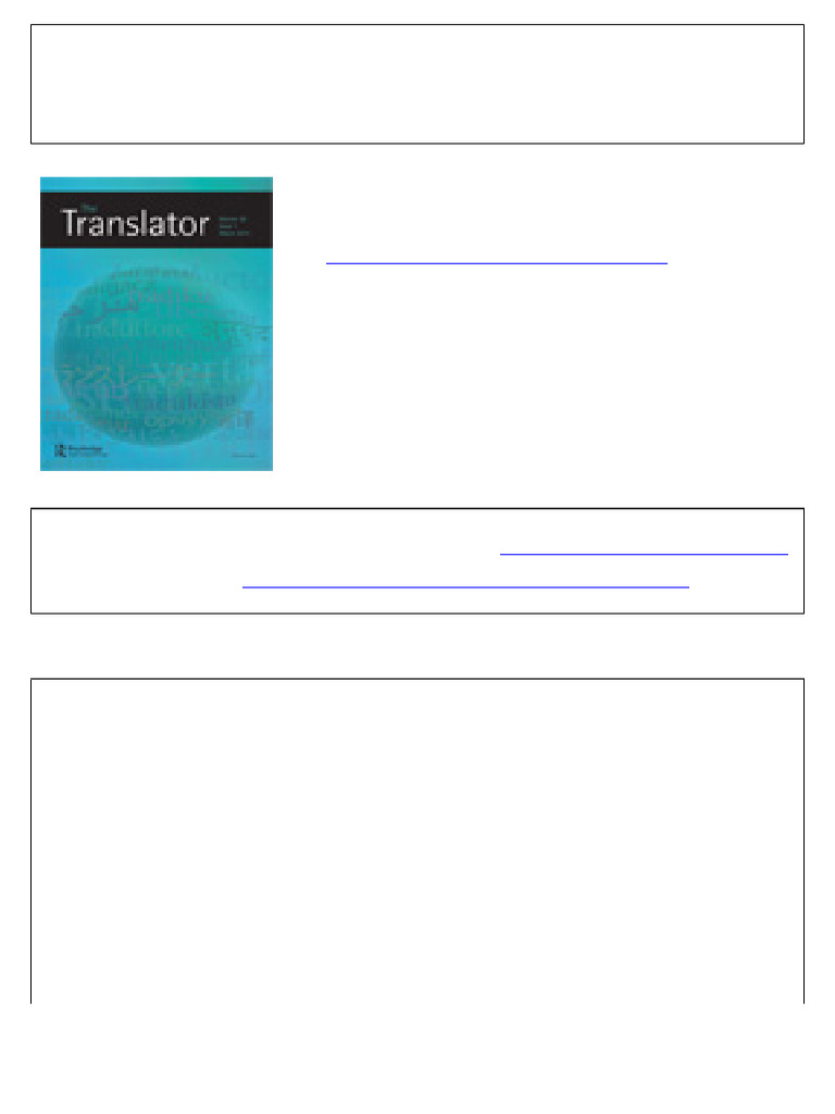 The Translator: Publication Details, Including Instructions For Authors ...