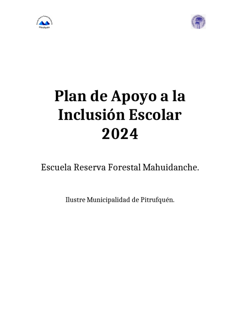 Plan de Apoyo A La Inclusión 2024 Listo | PDF | Inclusión (Educación ...