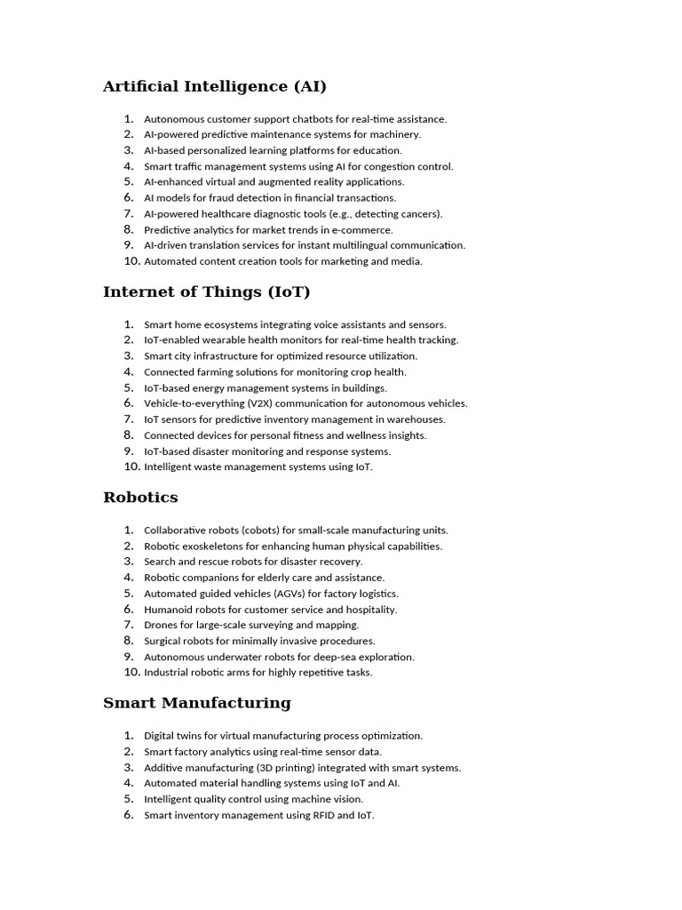AI, IoT, Robotics Innovations Overview | PDF | Internet Of Things ...