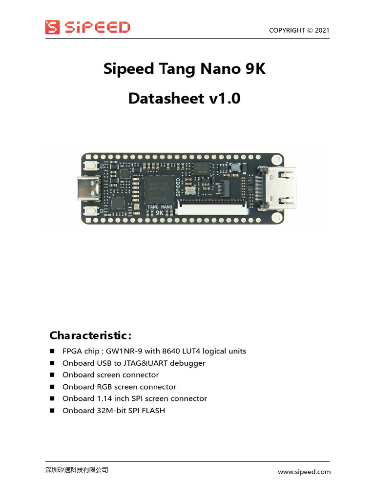 Sipeed Tang Nano 9K Datasheet ENV1.0 | PDF | Computer Engineering ...