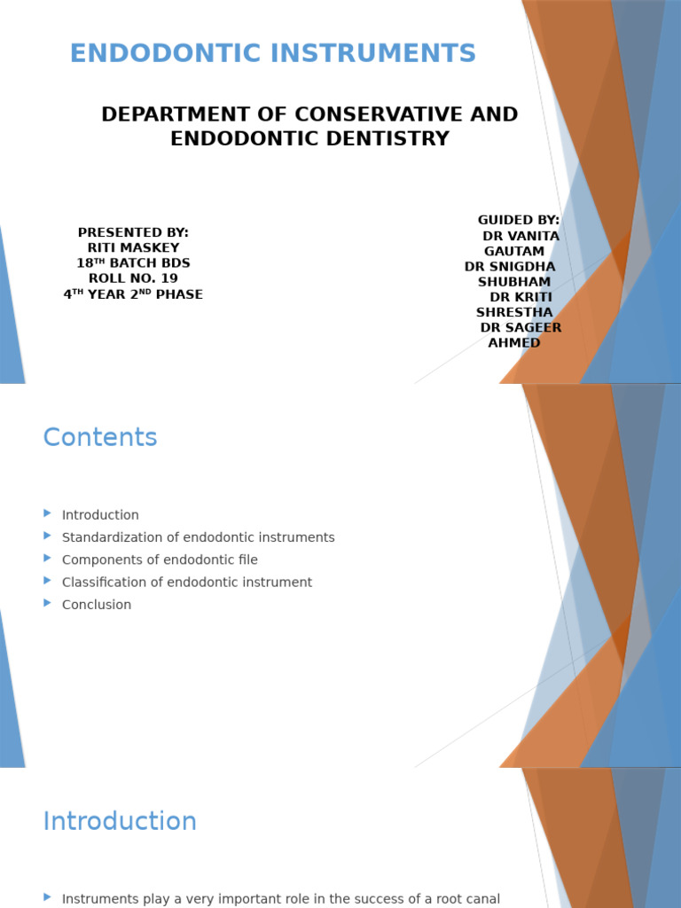 Endodontic Instruments Overview and Classification | PDF