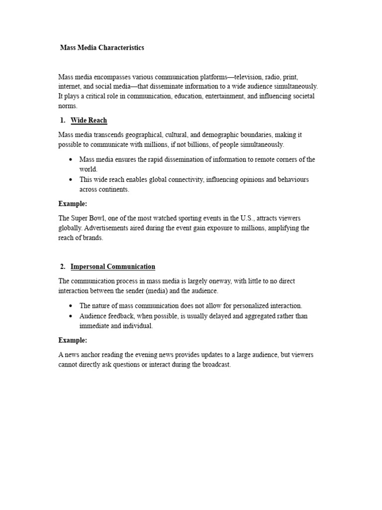 Characteristics of Mass Media | PDF | Mass Media | News