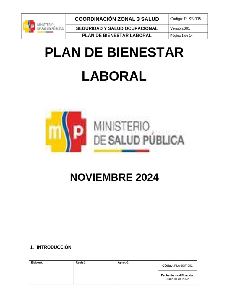 Plan de Bienestar Laboral Zonal 3 Salud | PDF | Seguridad y salud ...