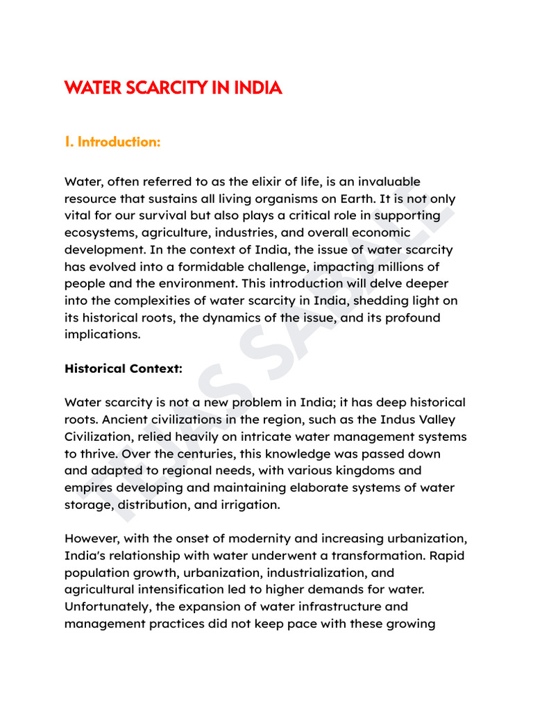WATER SCARCITY IN INDIA | PDF | Water Scarcity | Water Resources