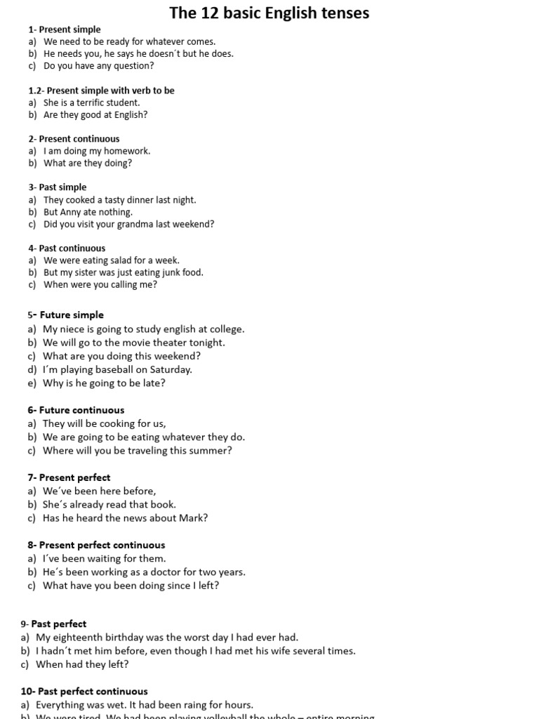 Understanding 12 English Tenses | PDF