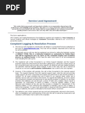 Service Level Agreement