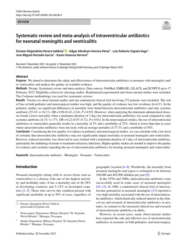Systematic Review Intraventricular Antibiotics Neonates Pdf Meta