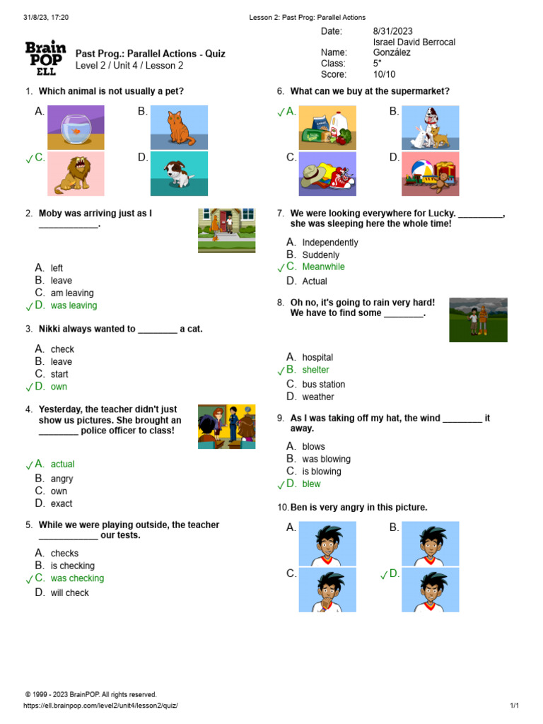 BrainPOP B3 Lección 2 Israel | PDF