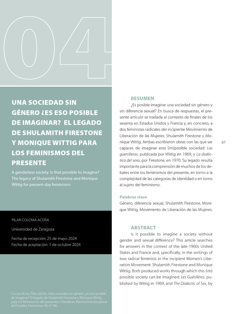 Aceña-Una Sociedad Sin Género | PDF | Género | Estudios de género