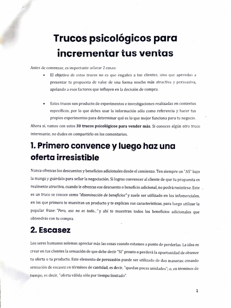 Trucos Psicologicos para Incrementas Tus Ventas | PDF | Cliente ...
