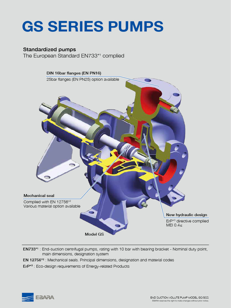 GS Series Centrifugal Pump Overview | PDF | Pump | Continuum Mechanics
