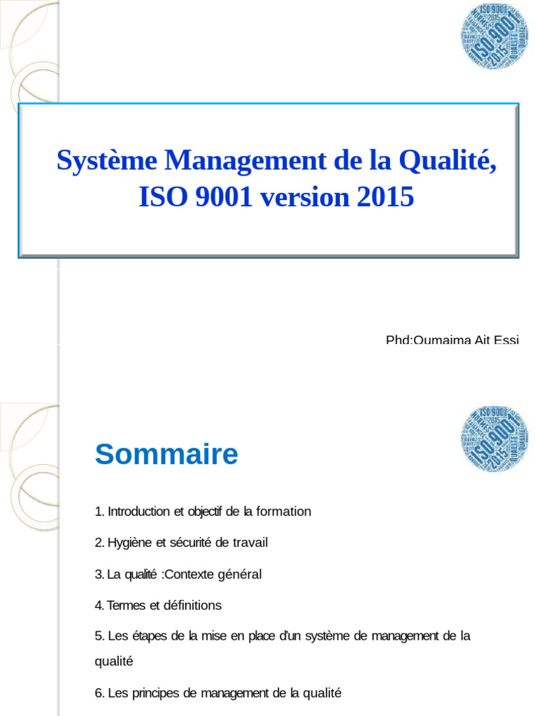 Formation ISO 9001:2015 et Qualité | PDF | Système de management de la ...