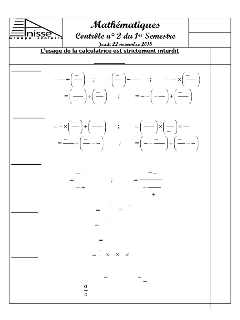 Contrôle Math 2AC Semestre 1 | PDF | Triangle | Géométrie euclidienne