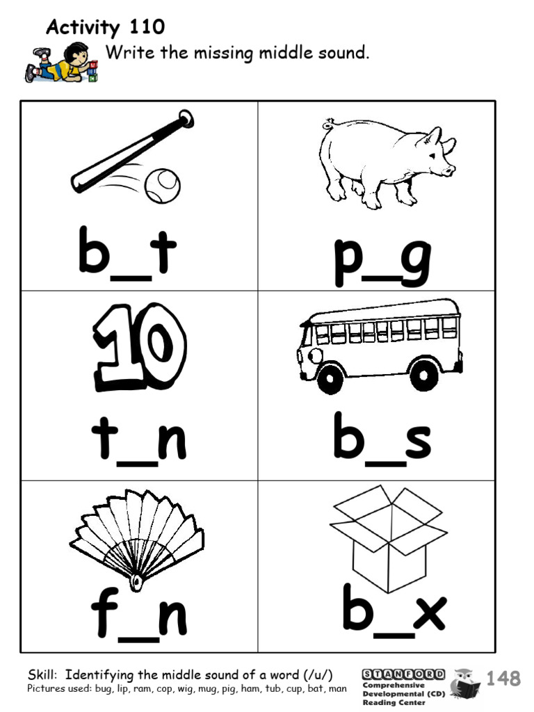 ELA Stanford Activity Middle Sounds Page 148 | PDF