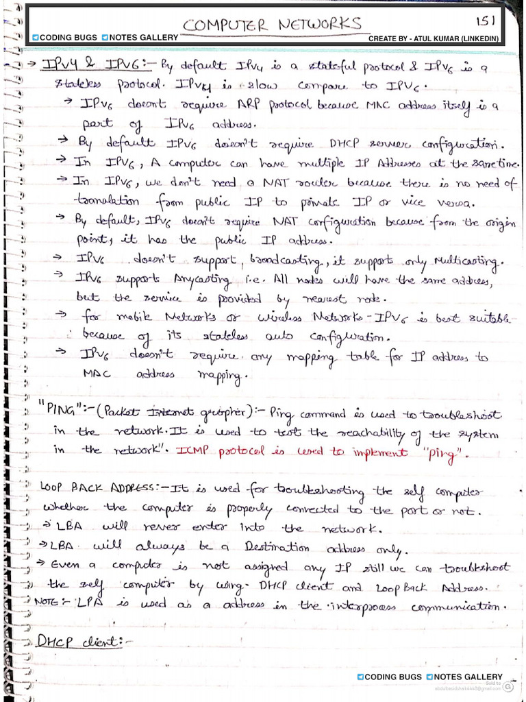 Computer Network Notes For Placement | PDF