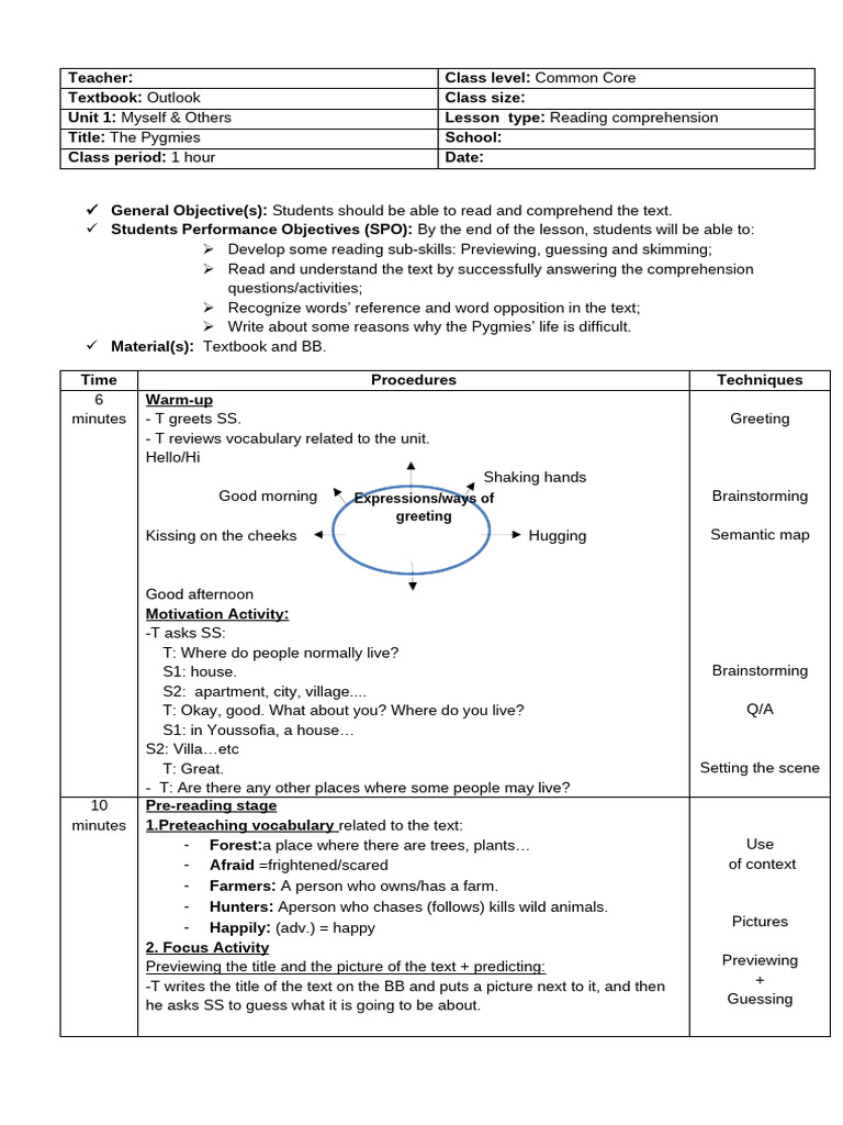 Pygmies Reading Comprehension Lesson | PDF | Reading Comprehension ...