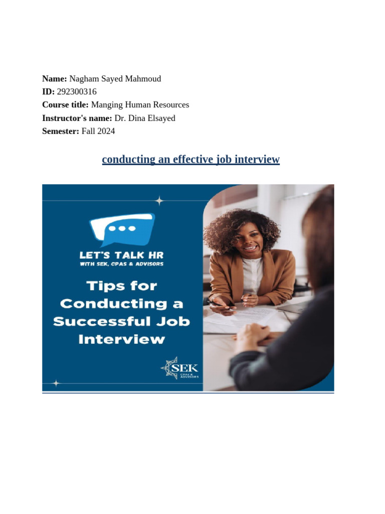 Conducting An Effective Job Interview-1506 | PDF | Job Interview ...