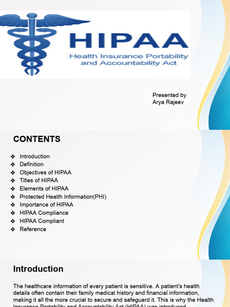 Overview of HIPAA Regulations and Compliance | PDF | Health Insurance ...