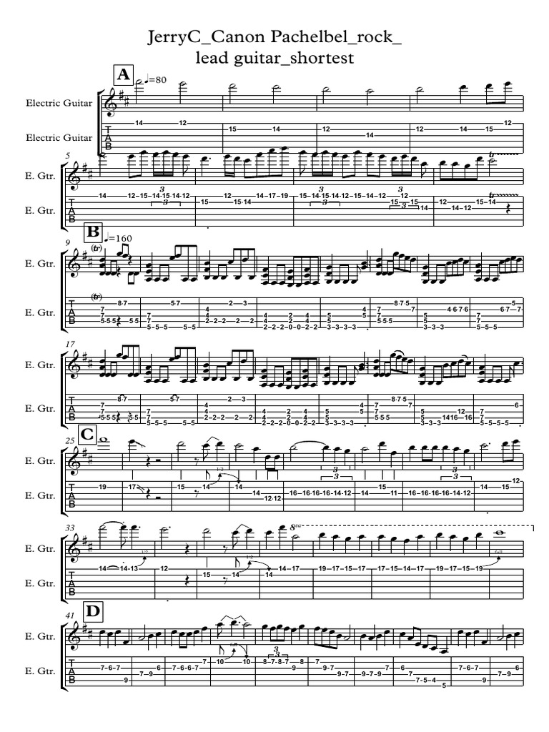 Canon Rock - Solo Guitar - TABs - Shortest | PDF