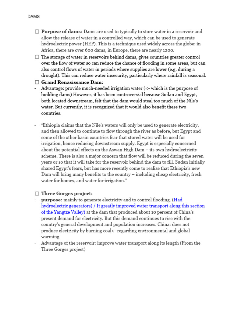 Dam and Reservoir Overview | PDF | Dam | Reservoir