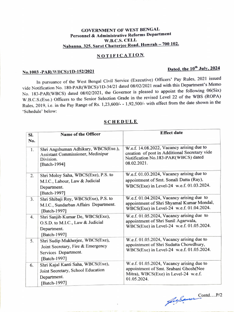 Personnel Administrative Reforms Department: Shri Shibaji Roy, WBCS ...