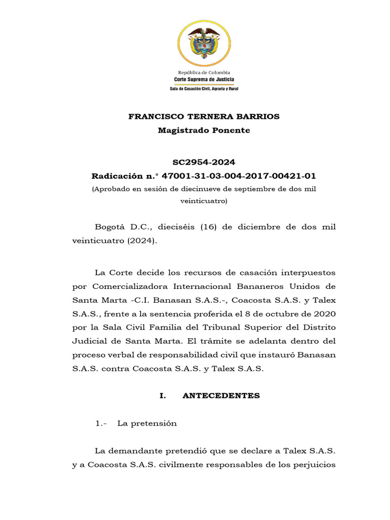 Sentencia Sc 2954-2024 Corte Suprema de Justicia - Francisco Ternera (1