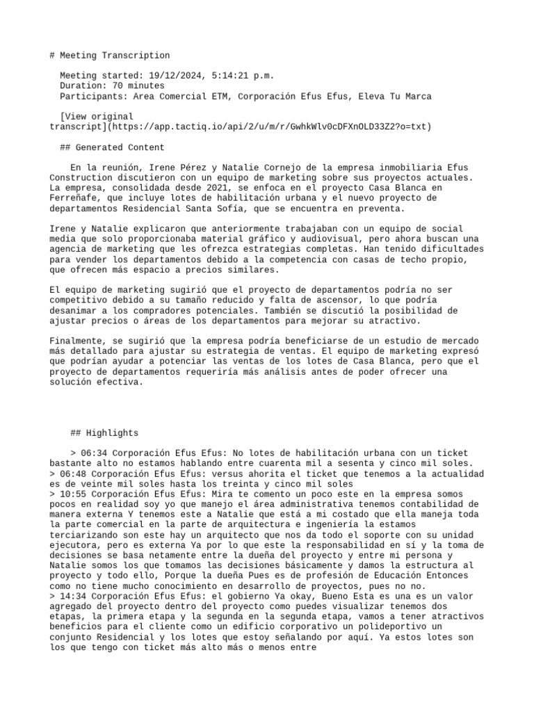 Meeting Transcription | PDF | Business | Marca