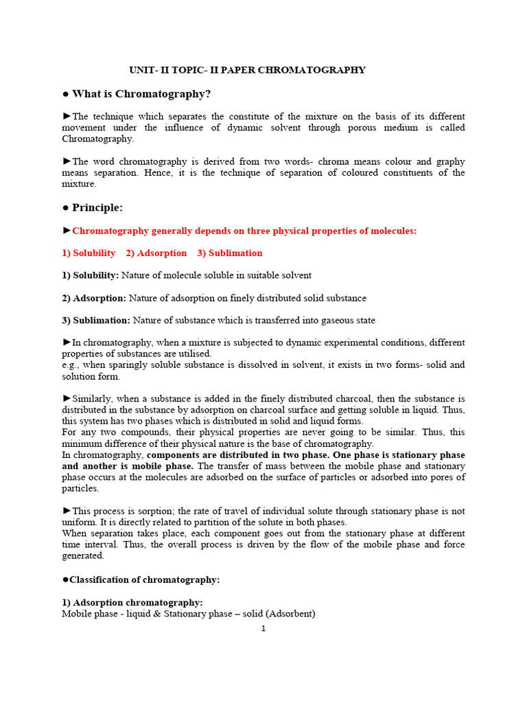 Understanding Paper Chromatography Techniques | PDF | Chromatography ...
