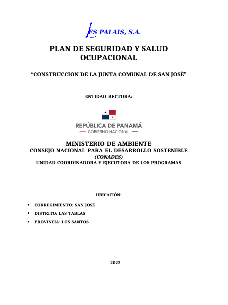 Plan de Seguridad y Salud Ocupacional | PDF | Derecho laboral ...