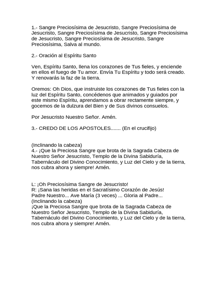 Oraciones a la Preciosa Sangre de Cristo | PDF | Cristo (título) | Oración