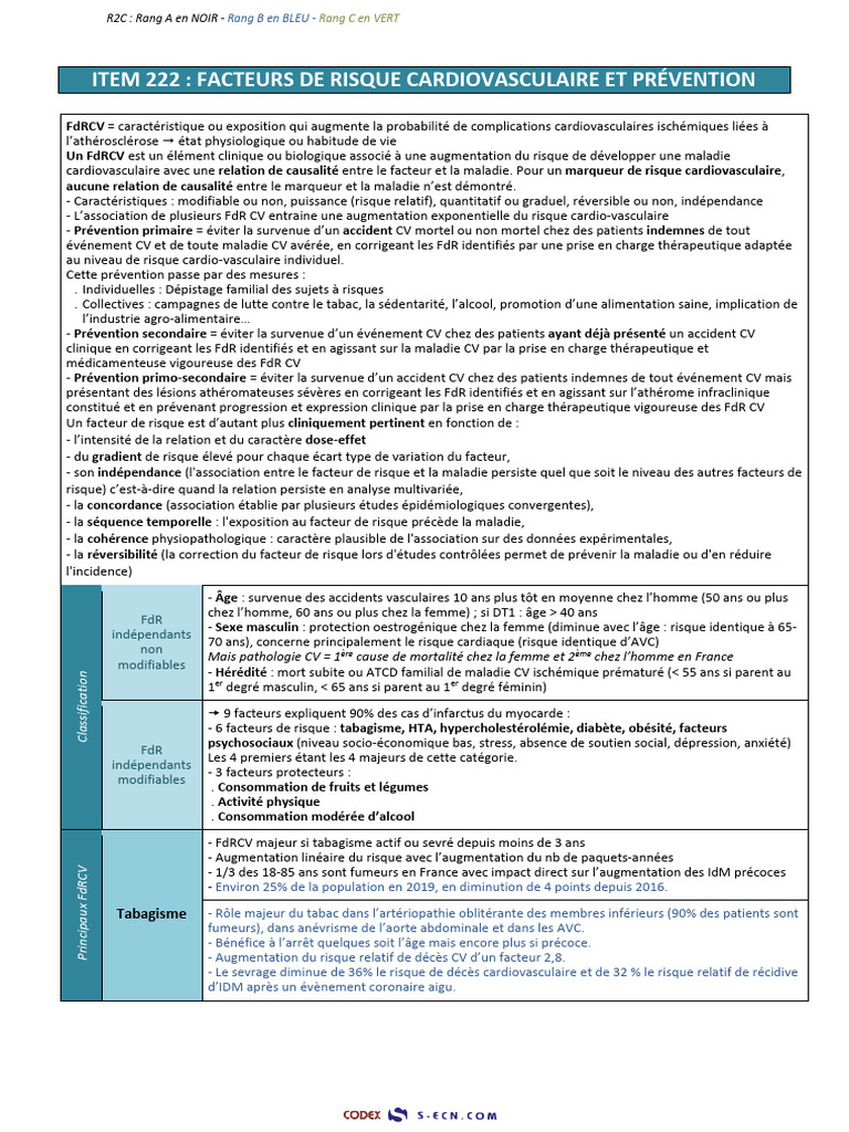 Facteurs de Risque Cardiovasculaire | PDF | Obésité | Hypertension ...