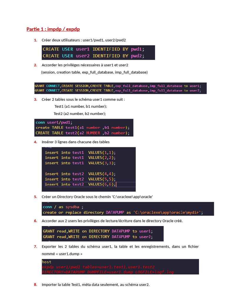 Gestion des tables avec impdp et SQL*Loader | PDF | Informatique ...