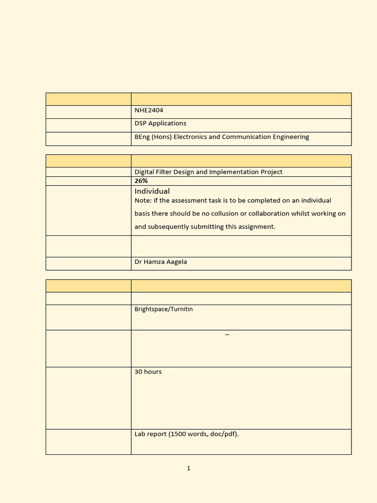 NHE2404-Assignment-Course Work-24-25 | PDF | Filter (Signal Processing ...