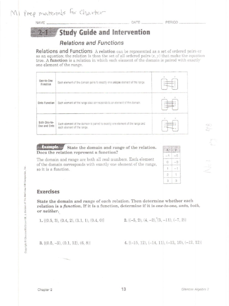 Study Guide: Relations & Functions | PDF | Function (Mathematics ...