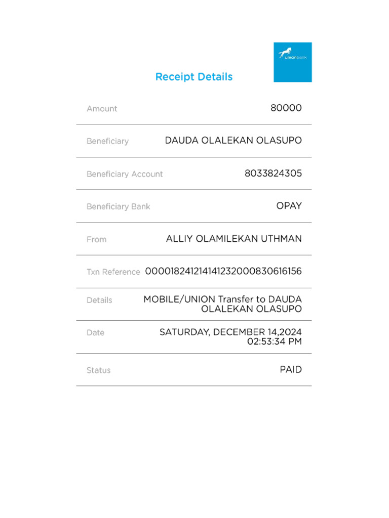UnionMobile Receipt | PDF
