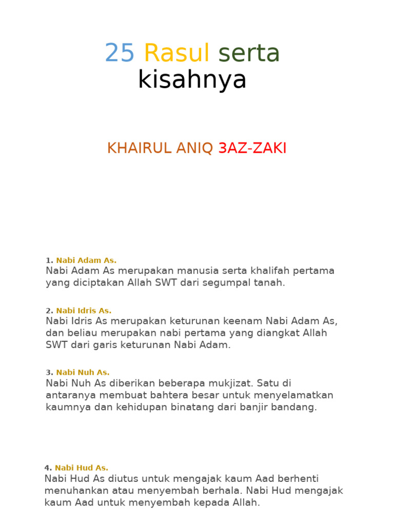 Kisah 25 Rasul dan Mukjizatnya | PDF