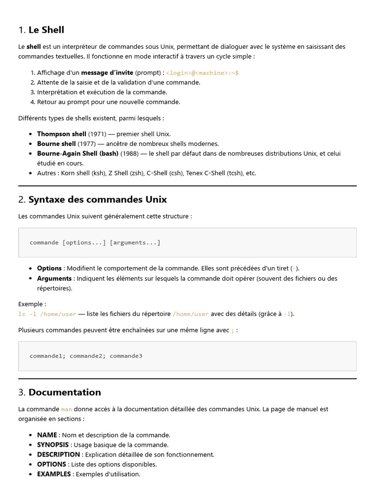 Introduction au Shell Unix et Commandes | PDF | Fichier informatique ...